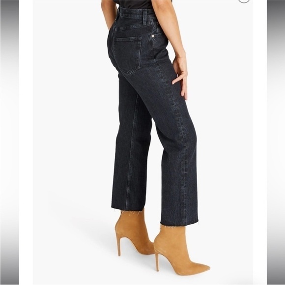 Etica Josie High Rise Crop Raw Hem Jeans 31 washed Black - Picture 2 of 9